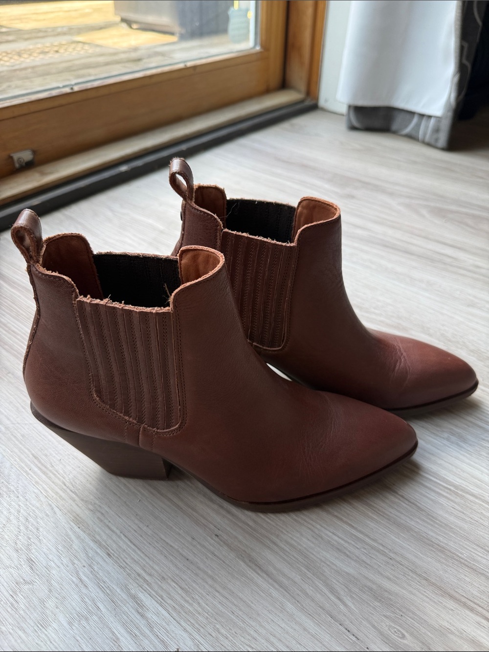 Women's Patina Brown Leather Ankle Booties